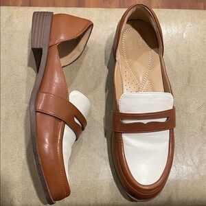 JF Women's Brown and White Loafers